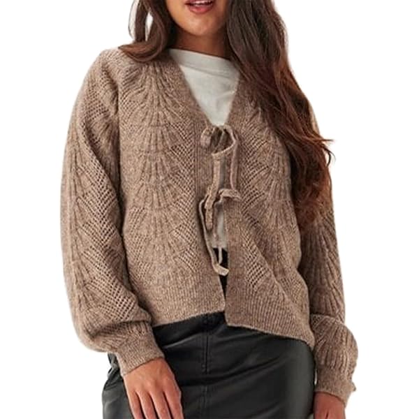 JOLILUNA Mohair Sweater Oversized Fuzzy Cardigans V Neck