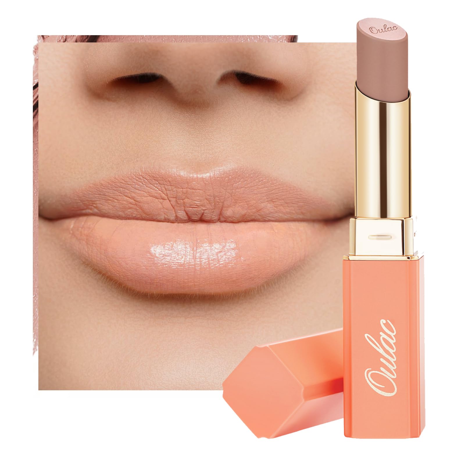 Oulac Satin Matte Lipstick - Nude Long Lasting Lip Stick, Intense Color with Smooth Creamy Texture Lip Colour, Moisturizing & Weightless Formula Lip Makeup, Vegan, 4.3g, SG02 Bodylicious — image 1