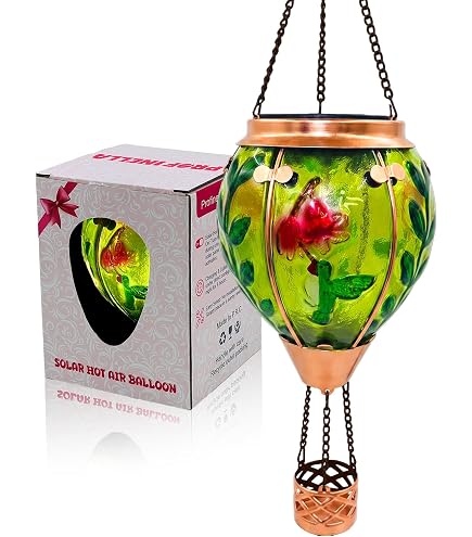 SUNNYGARDEN Colorful Butterfly Hot Air Balloon Solar Lantern – Decorative Outdoor Light