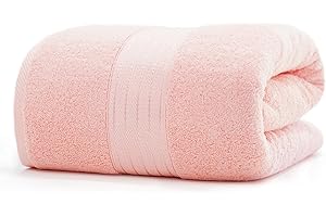 COZYART Pink Oversized Bath Sheet for Bathroom 35x70 Cotton Body Shower Towel Soft Absorbent Durable 650 GSM Extra Large Towels for Daily Use