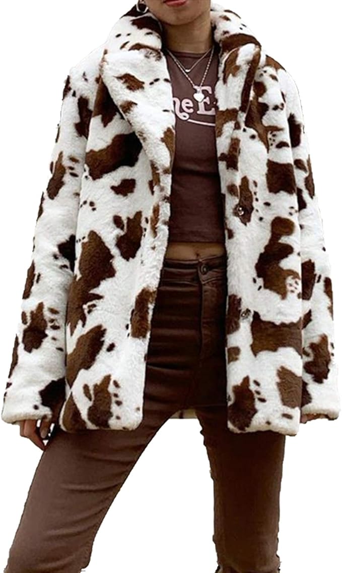 Outwear Otoño Invierno De La Vaca De Impresión De Piel De Imitación