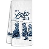 STHTTSW Lake Bathroom Towels, Lake House Gifts for Women Dish Tea Towels, Golden Retriever Gifts, Nautical Lakehouse Dog Decorative Hand Towels for Bathroom Kitchen, 16x24 Inch
