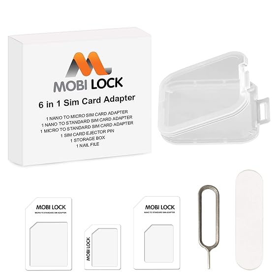 6-in-1-Adapterkartenset (Micro, Nano und Standard SIM) mit Nagelfeile und Aufbewahrungsbox für iPhone X, 8,7 Alle iPhone-Seri