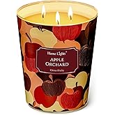 HomeLights Scented Candles | Large Jar 34 Oz Natural Soy Candle | 130 hrs Long-Lasting with 3 Wicks | Eclectic Mixed Styles Home Decor | Gifts for Mom & Women, Apple Orchard