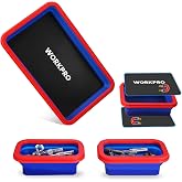 WORKPRO 4PC Collapsible Magnetic Parts Tray Set, Double-Sided Magnet Bowl | Foldable Silicone Trays with Strong Magnets for Screws, Nuts, Pins and Small Parts in Garage Maintenance &amp; Repair