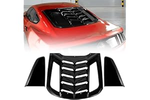 LitMiRaCle Rear & Side Window Louvers Windshield Sunshade Wind Shutter Window Cover Set Fits for Ford Mustang 2015 2016 2017 2018 2019 2020 2021 ABS Bright Black