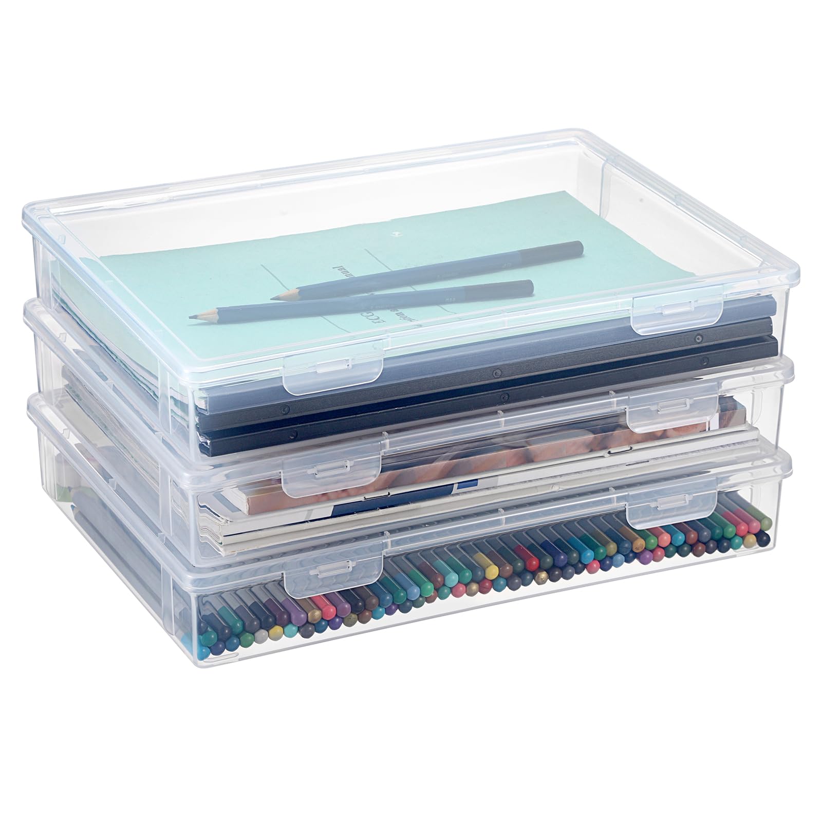 BTSKY Clear Plastic Storage Box with Flap