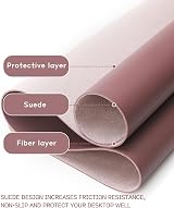 YSAGi Non-Slip Desk Pad 60x35 cm Waterproof PVC Leather Dark Pink view 3