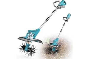 Cordless Tiller Cultivator Compatible with Makita 18V: MtiolHig Tiller for Gardening 360RPM Electric Garden Tiller, Brushless Rototiller 9" Width 6.3" Depth for Lawn/Soil Cultivation (No Battery)
