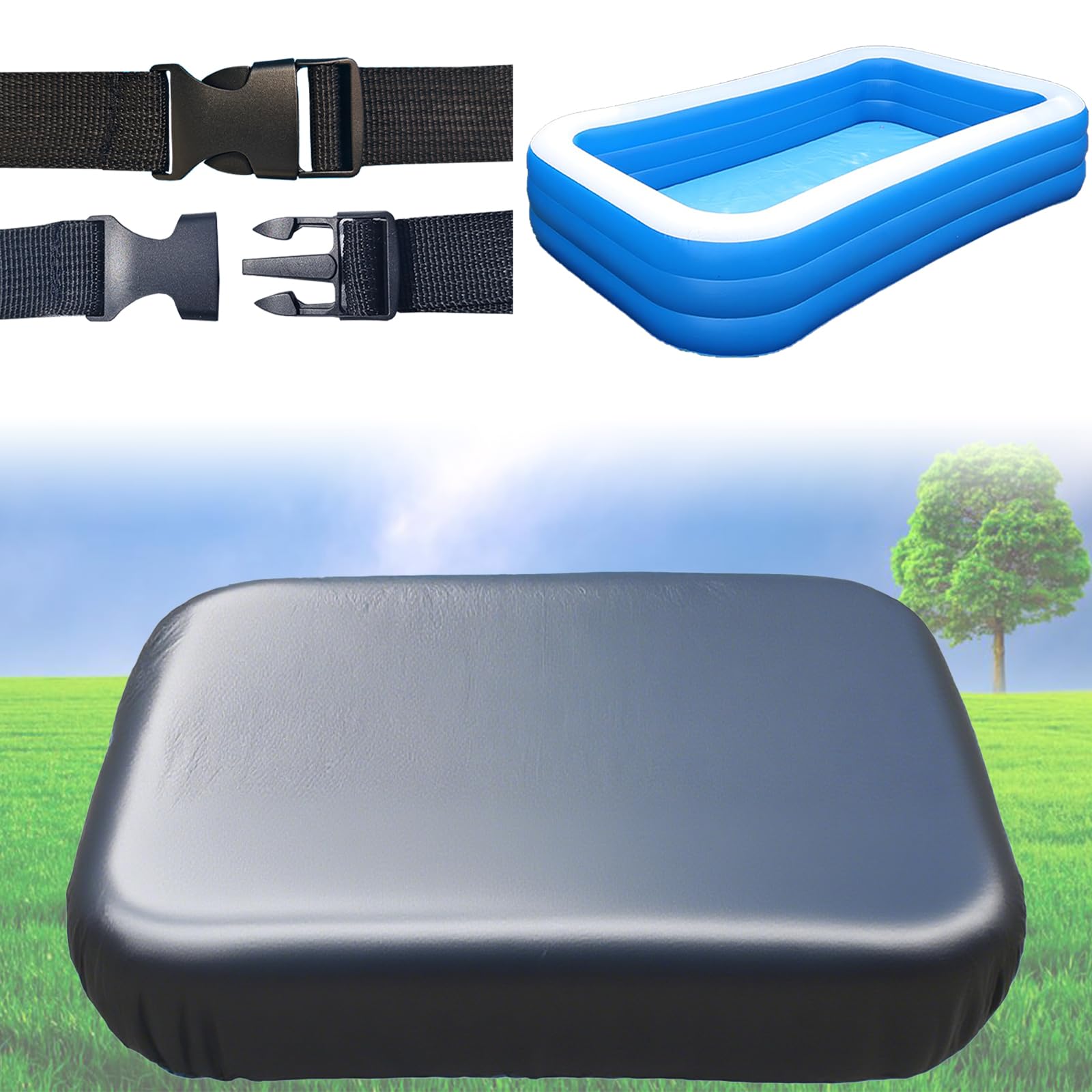 Photo 1 of 130 x 84 inch Inflatable Pool Cover, Cover is Made of 210D Heavy-Duty Waterproof Oxford Fabric with Precision Double Stitching, Fits 11 x 7 ft Frame Pool and Solar Pool Cover, 20s Easy Set