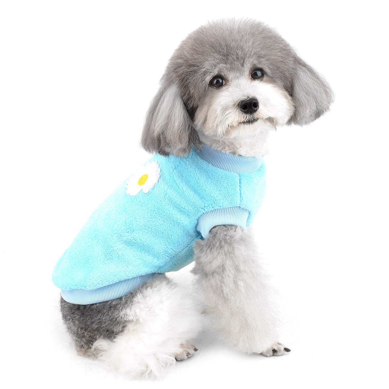 ZUNEA Small Dog Jumper Winter Warm Fleece Jacket Coat Puppy Clothes Soft Comfortable Velvet Sweater Pet Pullover Apparel Christmas Chihuahua Clothing for Dogs Girls Blue S