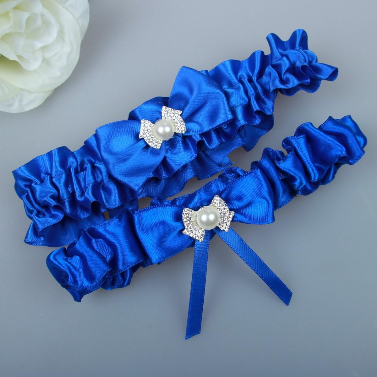 Amazon Com Prettybabyonline Blue Wedding Garters Bridal Garter Set Belt Satin Ribbon Clothing