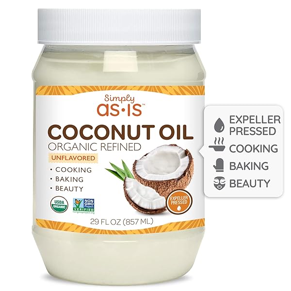 SIMPLY AS-IS | ORGANIC REFINED COCONUT OIL FOR COOKING, BAKING & BEAUTY | NEUTRAL FLAVOR & AROMA | EXPELLER-PRESSED | 29 FL OZ