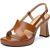 ROSERWISH Heels for Women Chunky Block Platform High Heels Square Open Toe Strappy Heel Sandals Wedding Party Prom Fashion Slingback Dress Pump Sandals Shoes