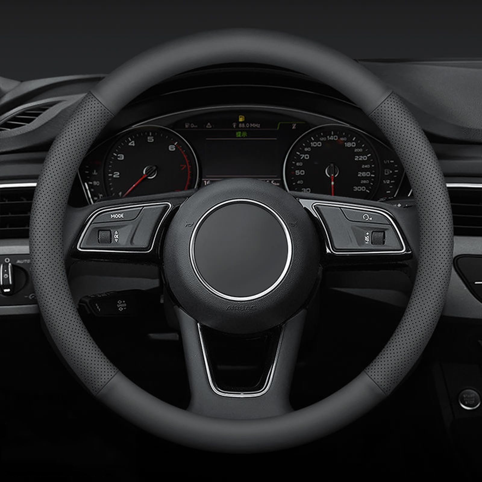 Photo 1 of Mihecor Steering Wheel Cover Standard Size 14.5-15 inch, Non-Slip Car Wheel Cover Protector, Breathable Microfiber Leather, Black
