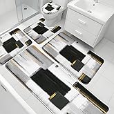 XLHOMO Black Memory Foam Bathroom Rug Sets 5 Piece, Absorbent Non-Slip Bath Mat with Toilet Lid Cover for Bathroom, Extra Thick Water Absorbent Black Bath Rugs for Tub, Toilet and Floor