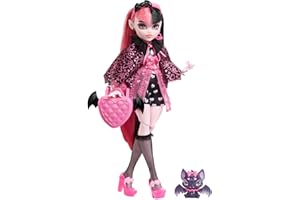 Monster High Doll, Draculaura with Pink & Black Hair in Signature Look with Fashion Accessories & Pet Bat Count Fabulous