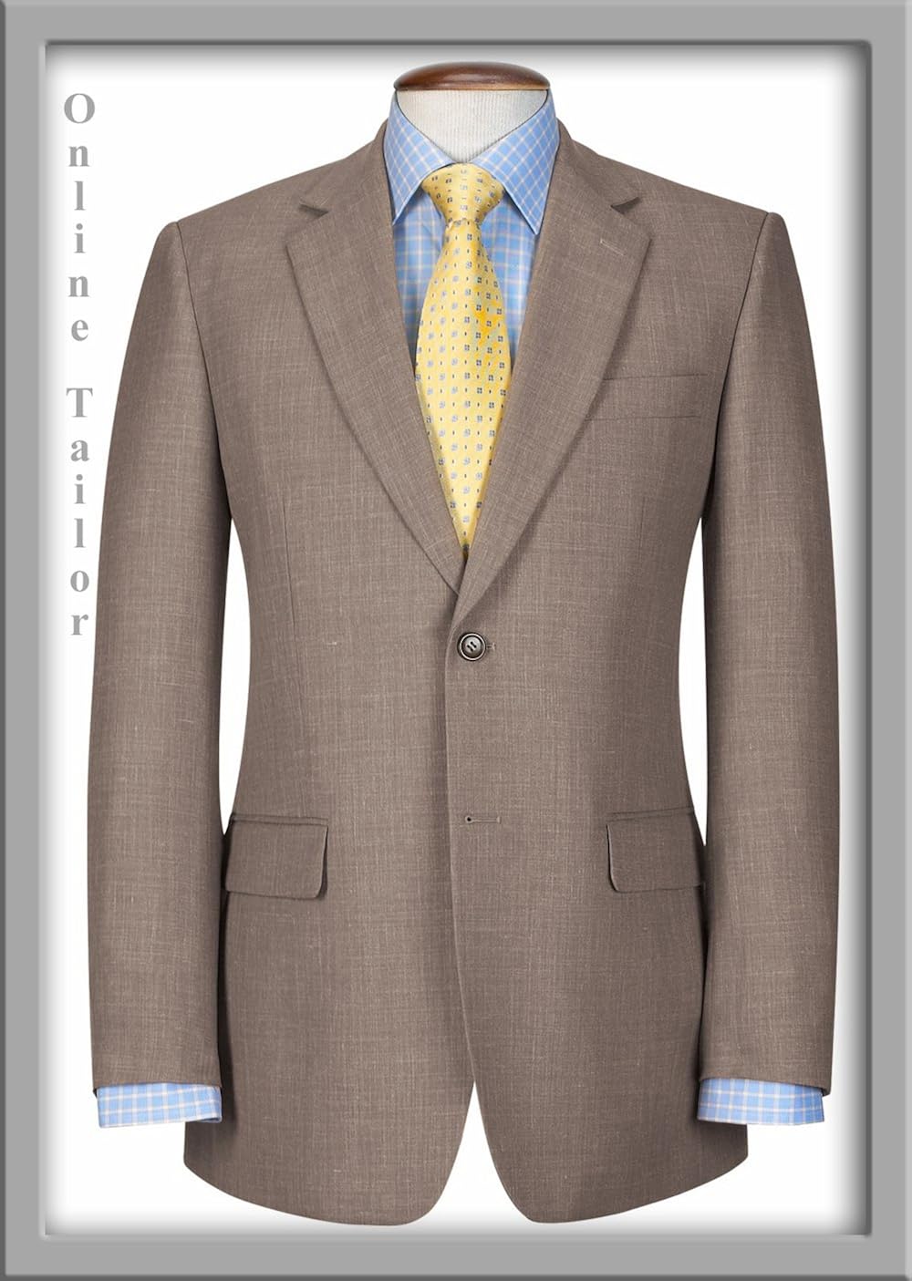 Mens Linen Suit Caramel Linen & Wool Wedding Tropical Travel Suit 48 to