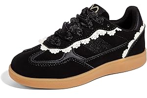 LUCKY STEP Kids Lace Detail Fashion Retro Sneakers Girls Casual Gum Rubber Sole Dual Laces Walking Running Shoes for Big&Little Kid and Toddler