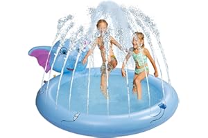 Decorlife Kids Inflatable Sprinkler Pool 68 Inch, Upgraded 3 in 1 Splash Pad, Durable & Funny Summer Toy for Indoor Outdoor Use, Elephant Pattern