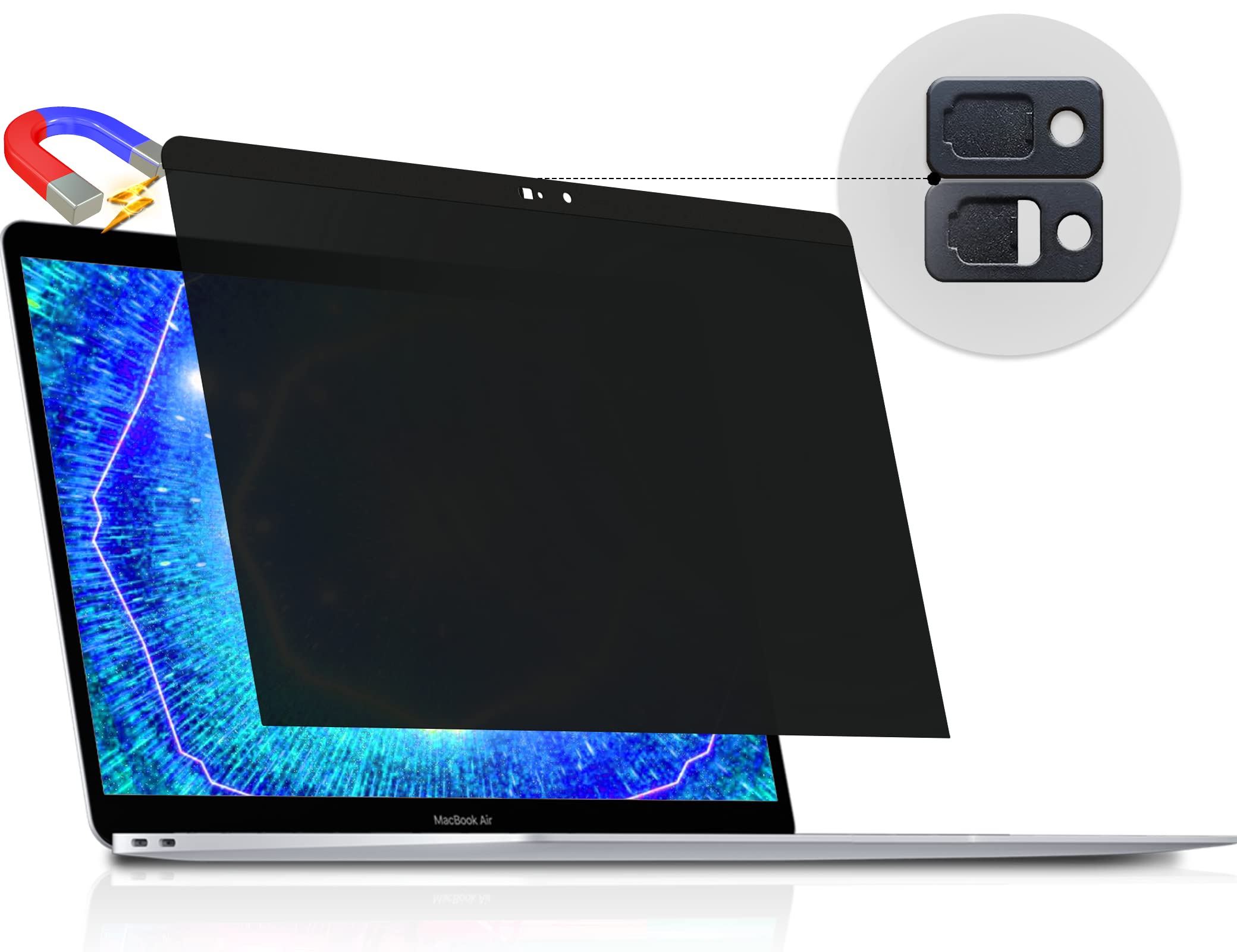 Magnetic Privacy Screen for MacBook Air 13 Inch (2010-2017), Removable Anti Blue Light Glare Peep Filter Black out Screen Protector for Mac 13In Laptop Model (A1369, A1466)