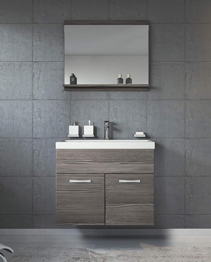 Badezimmer Badmobel Montreal 02 Bodega 60cm Waschbecken Unterschrank Waschtisch Spiegel Mobel Amazon De Kuche Haushalt