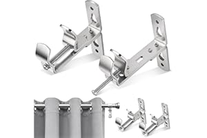 Curtain Rod Bracket, Adjustable Heavy Duty Curtain Rods Holders Ceiling Wall Mount Curtain Rod Hooks Hangers for 3/4” to 1 1/