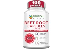Beet Root Capsules - 1200mg Per Serving - 200 Beet Root Powder Capsules | Beetroot Powder Supports Blood Pressure, Athletic Performance, Digestive, Immune System Pure, Non-GMO & Gluten Free 100 Days