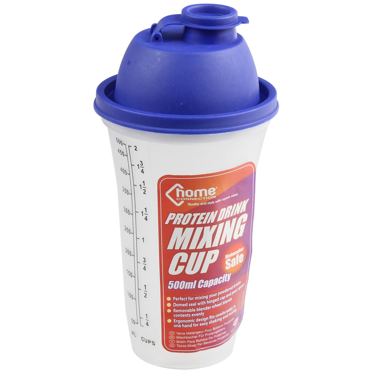 500Ml Blue Protein Shake Drink Mixing Cup Shaker Blender Mixer Diet