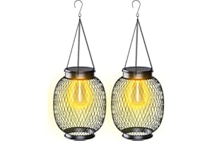 Solar Lanterns Outdoor, Ortiny Waterproof Hanging Solar Garden Lights Christmas Halloween Outdoor Decoration Lights Upgraded Hanging Solar Lantern Retro Design for Yard Garden Patio Pathway Tree