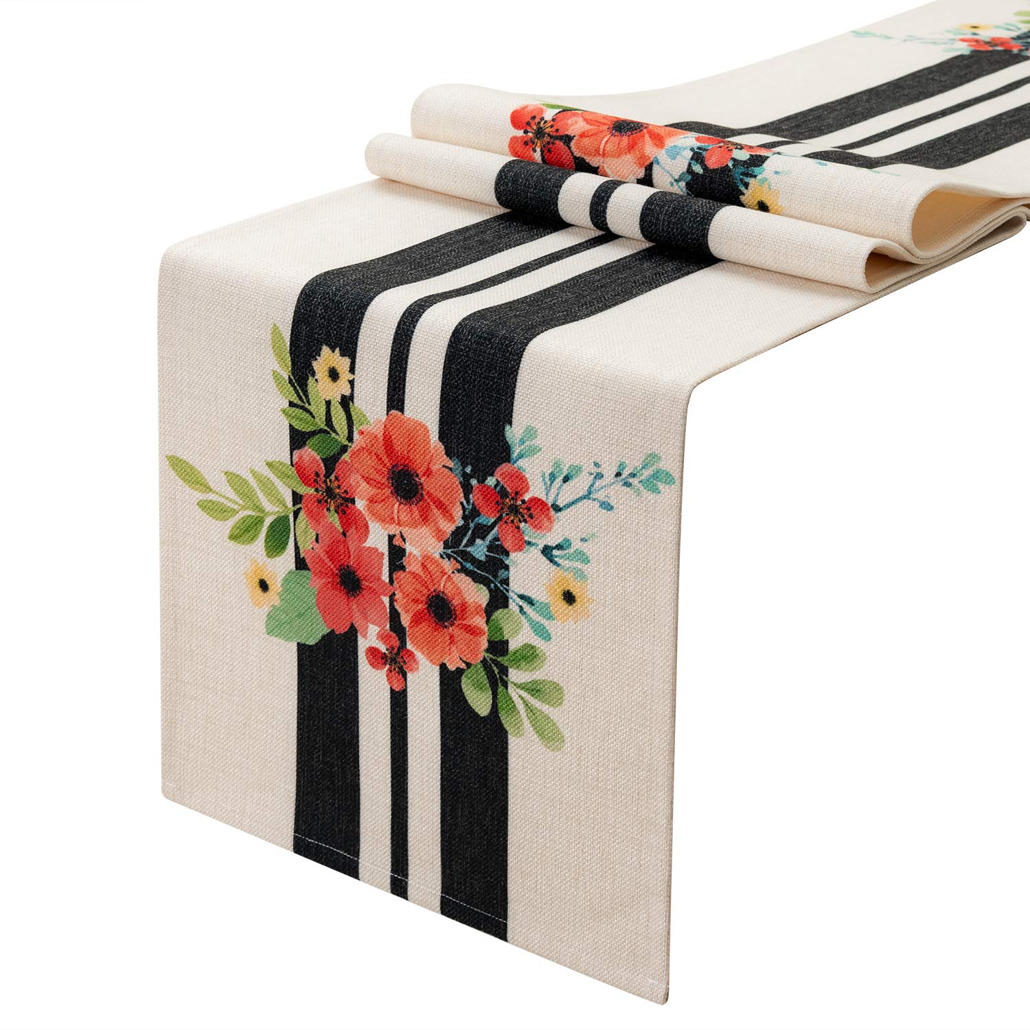 Best black white stripe table runner