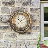 Garden Mile 34cm Stone Slate Outdoor Clock & Thermometer Waterproof view 1
