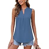 AUSELILY Womens 2026 Summer Tank Tops Causal Ladies V Neck Sleeveless Loose Pleated Shirts Blouse