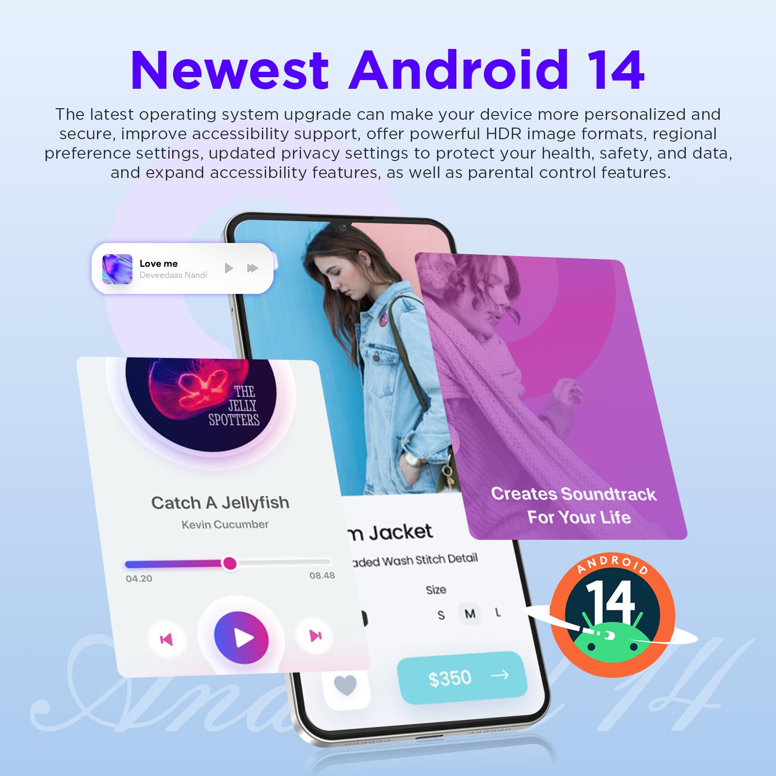 Android 14 Unlocked Cellphone,12GB+128GB expandable Mobile Phone Without Contract Smartphone,Octa Core 6.75 