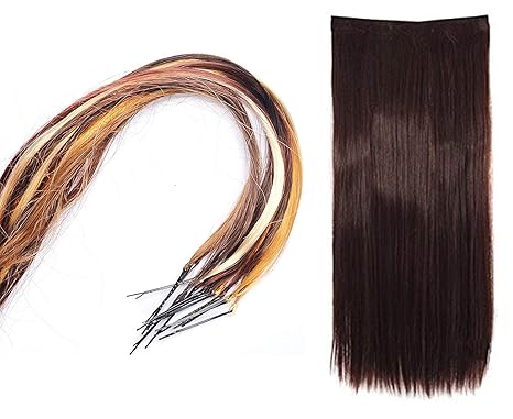 Baal Synthetic Hair Extension For Women Hair Extension For Women Stylish Hair Extension For Thin Hair Pack Of 1 M3 Straight Dark Brown