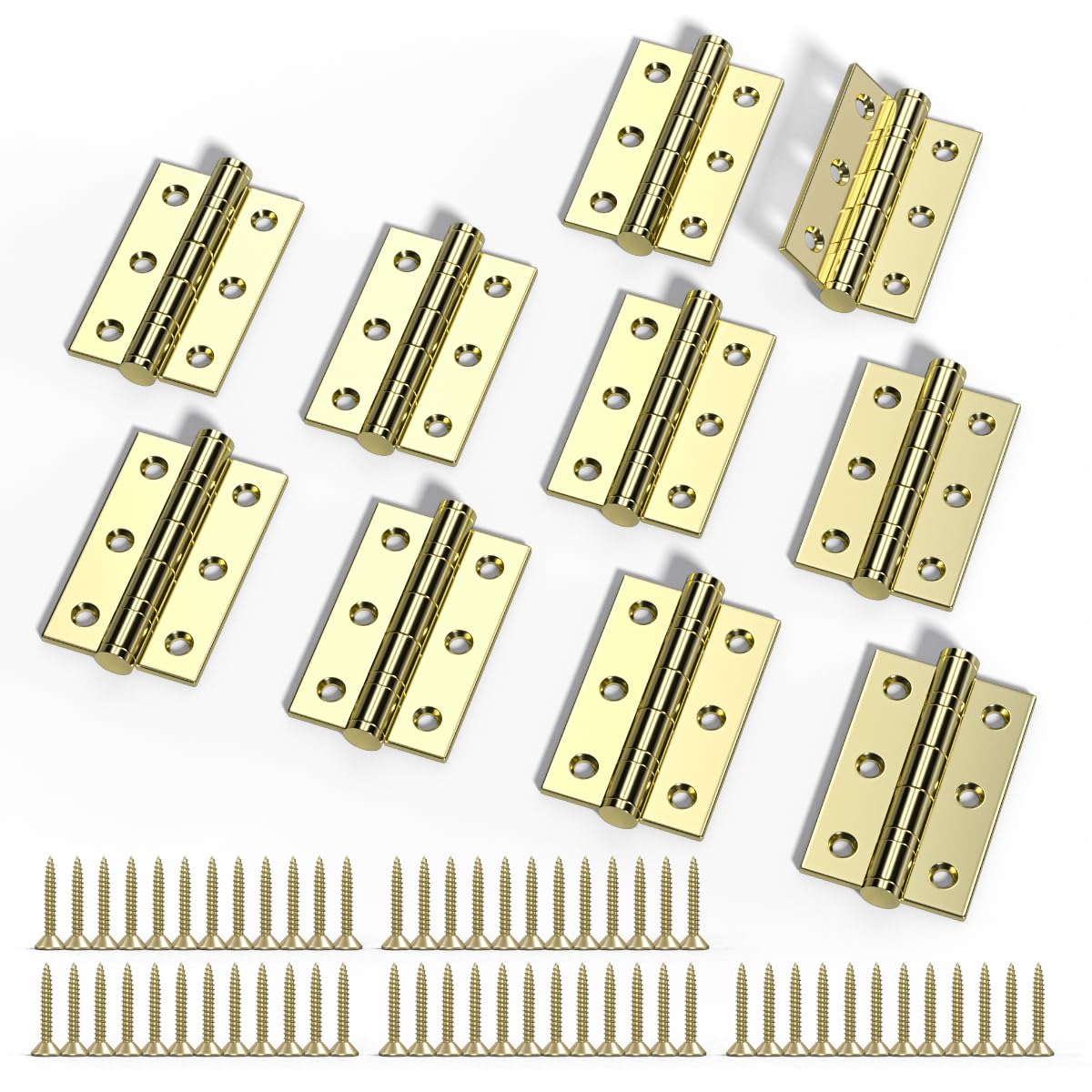 Bwintech 5 Pairs Fireproof Hinge, Steel, Brass Plated, 75 x 50 x 2.0mm (3 inch), Square Corners, Ball Bearing, Residential & Commercial