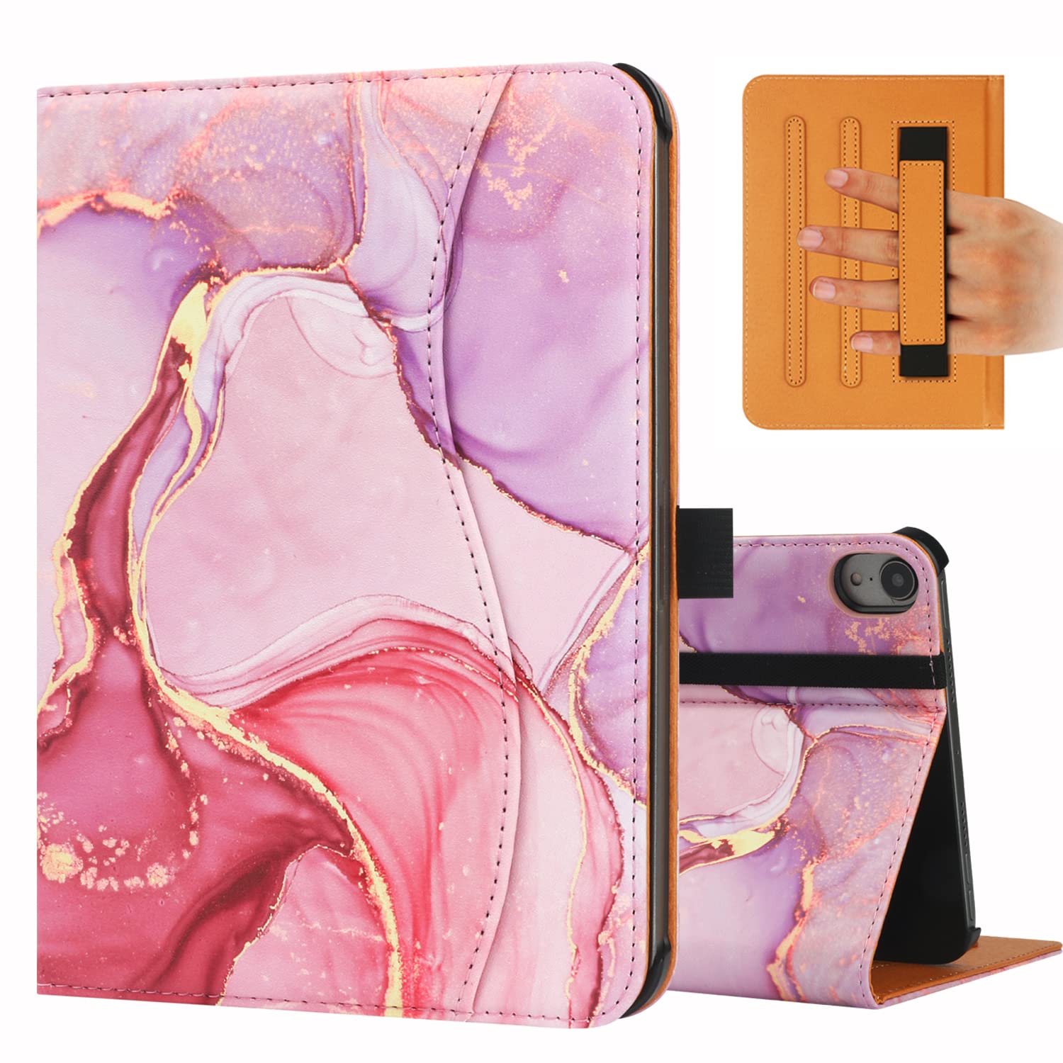 FANRTE iPad Mini 6th Generation Case 8.3 Inch 2021, Premium PU Leather Folio Stand Smart Protective Cover, Multi-Viewing Angles and Auto Wake & Sleep Function for iPad Mini 6th Gen（Pink Marble） — image 1
