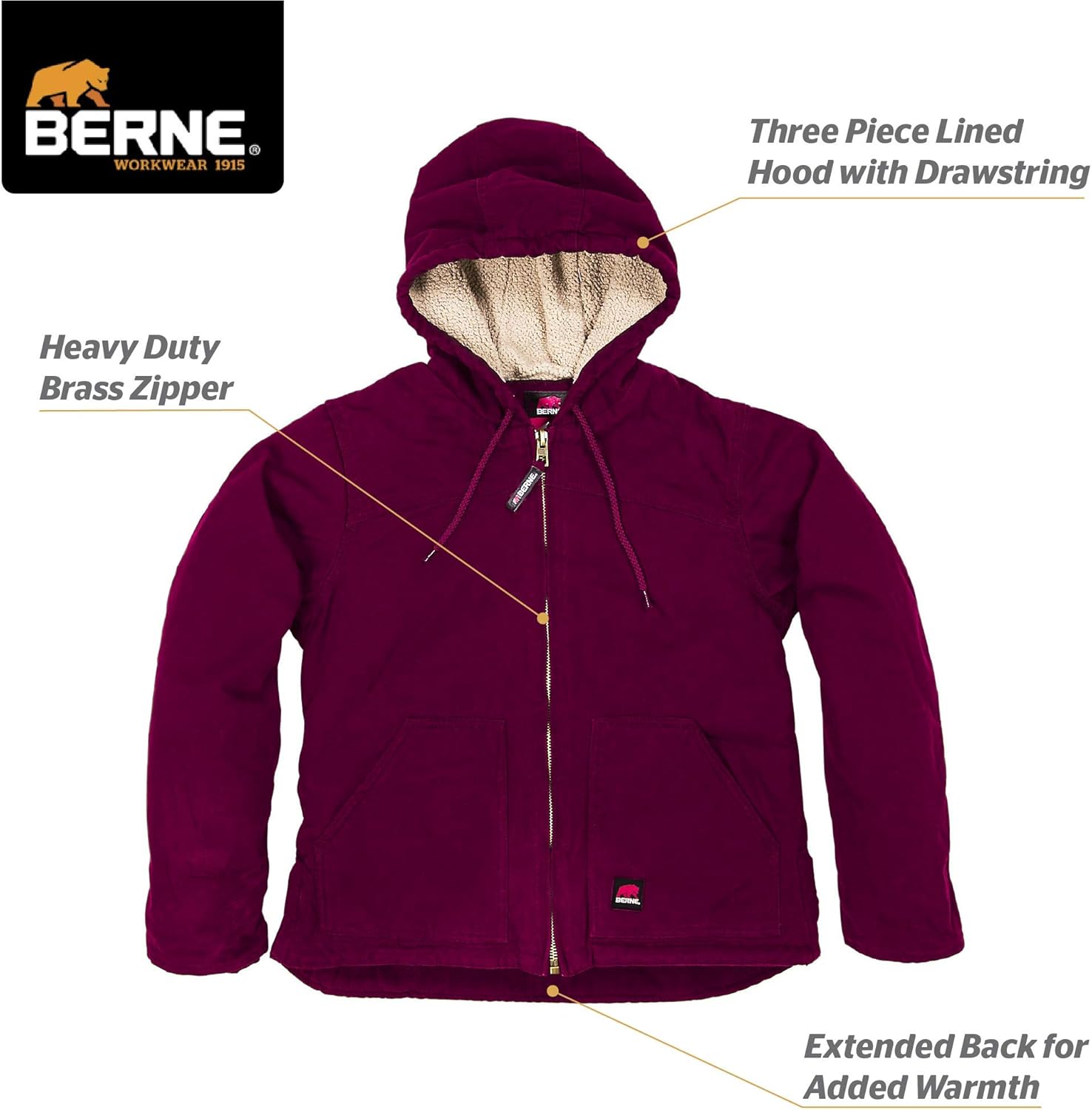 Berne Women's Washed Hooded Coat: Clothing