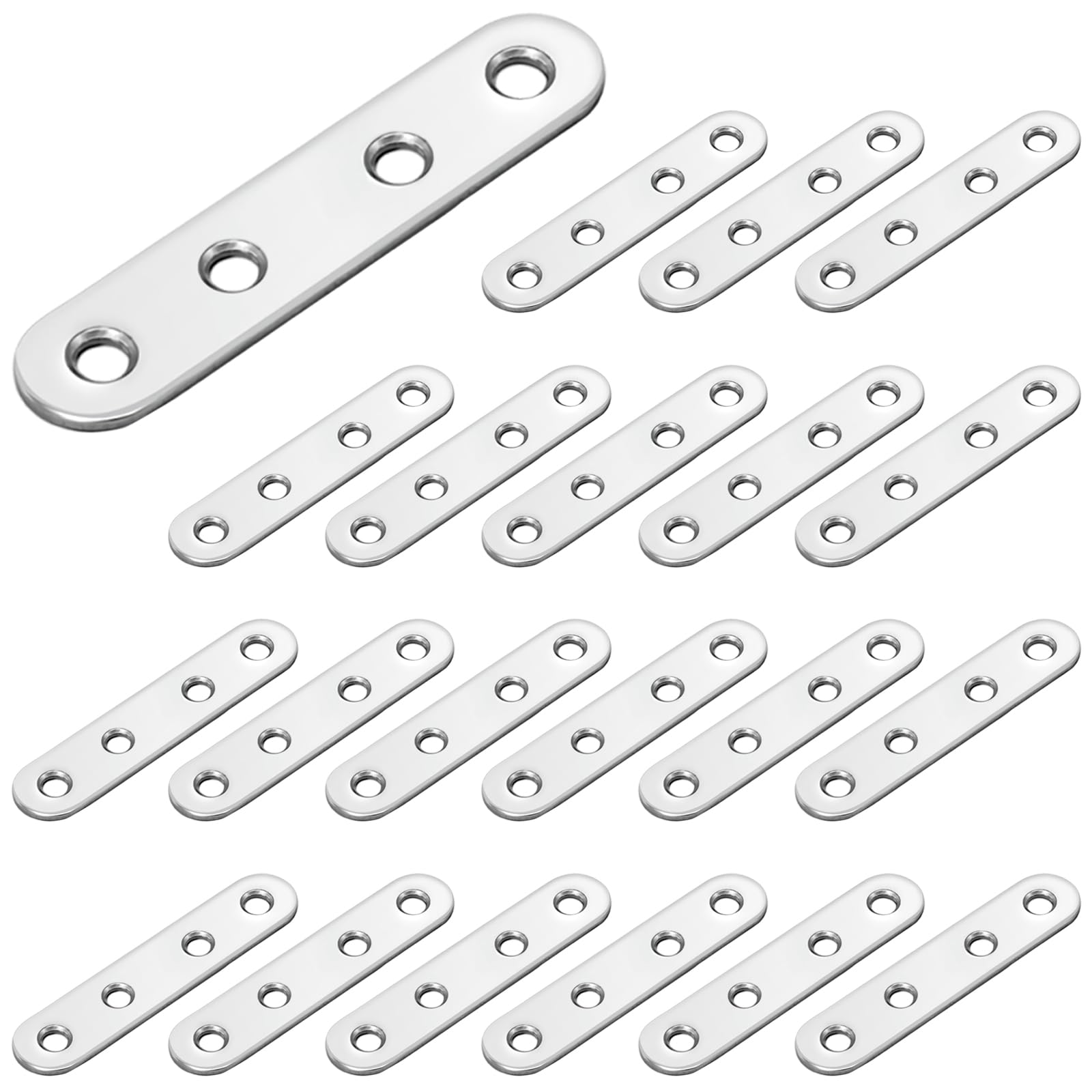 20PCS Metal Joining Plates, 180 ° Straight, Thickened Stainless Steel Flat Brackets for Wood, Fixing Pieces for Furniture Table and Chair Attachment