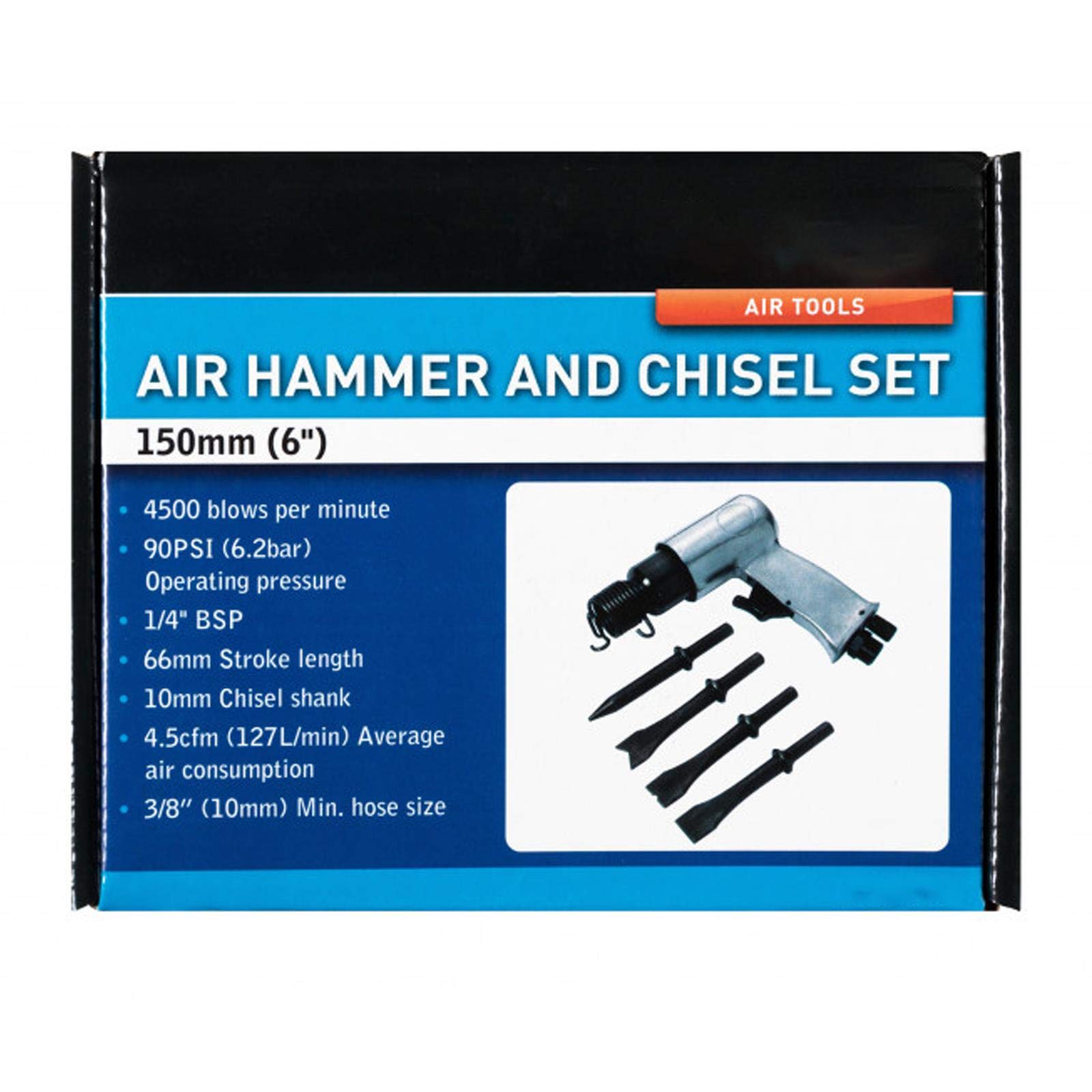 BlueSpot 07951 150mm (6") Air Hammer and Chisel Set