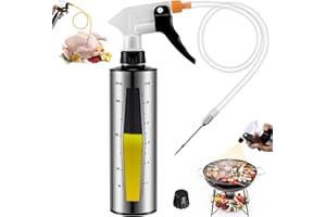 HappyAlley BBQ Spritzer Bottle and Marinade Injector for Smoker Accessories, 12Oz Leak Proof BBQ Spray Bottle for Grilling & Smoking, Grill Spray Meat Injector for Turkey, Brisket, Ribs