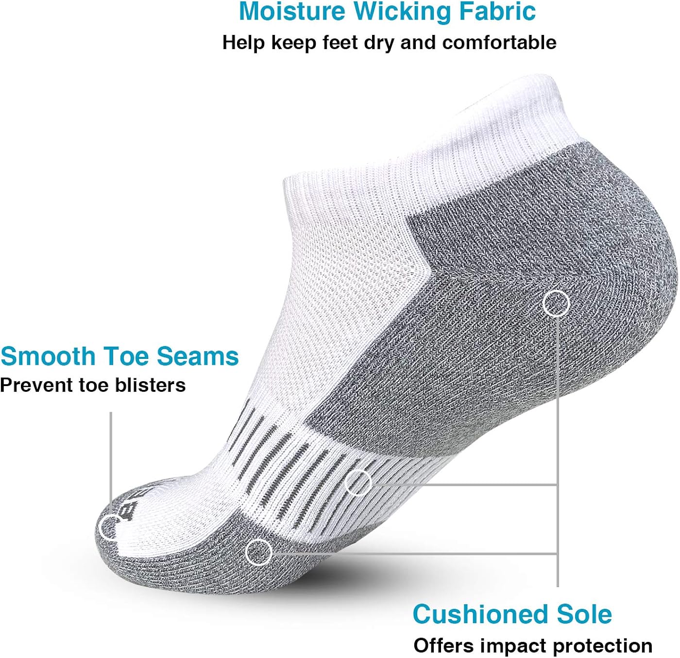 BERING Men's Performance Athletic Low Ankle Running Socks (6 Pack): Clothing