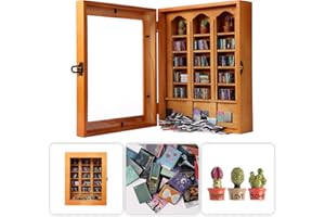 Anxiety Mini Bookshelf Ornament Small Bookshelf Shake Away Your Anxiety Miniature Book Display Shelf with 300Pcs Mini Books &