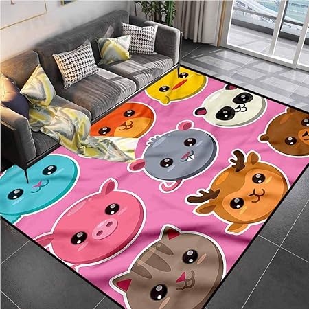 Amazon.com: Area Rugs Print Large Carpet Kawaii, Zoo Animals Pattern