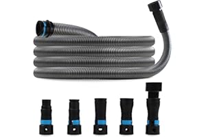 CONGKAILU Upgraded 1 1/4 Inch x 17 Ft. Dust Collection Hose for Home and Workshop Vacuums with 5 Fittings/Adapters for Multiple Brands of Power Tools and Sanders