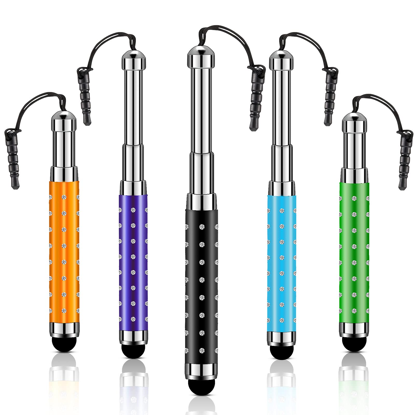 Weewooday 5 Pcs Phone Stylus Retractable Capacitive Touch Screen Stylus Pen, Universal for Touchscreen, Most Smart Devices, Smart Phone, Tablet