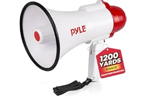 Pyle Megaphone Speaker Lightweight Bullhorn - 30W Built-in Siren, Adjustable Volume Control and 800 Yard Range