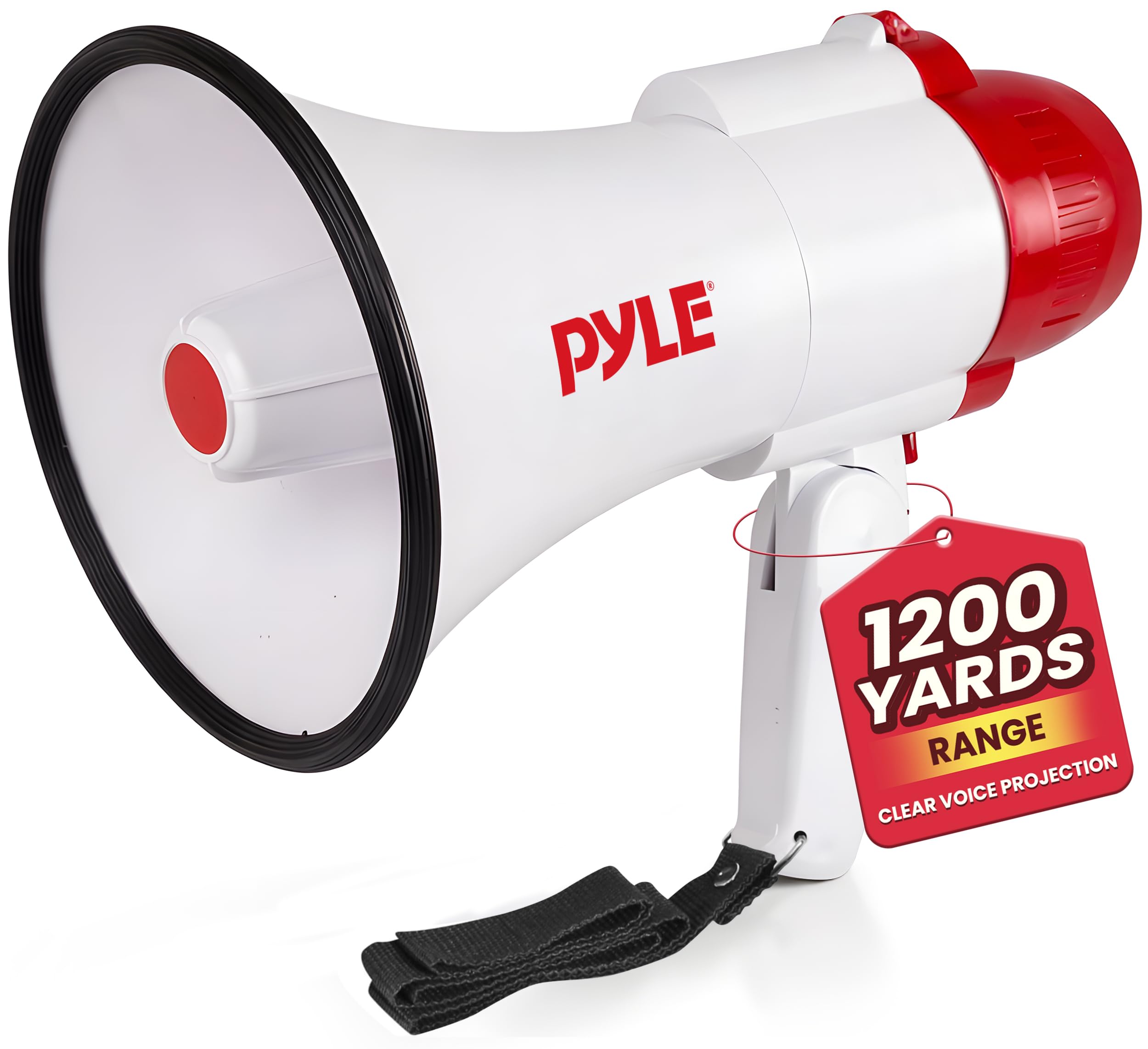 Pyle 30W Megaphone Speaker with Microphone, Loud Bullhorn Megaphones with Siren & Adjustable Volume, Loud Hailer Mega phone, Indoor/Outdoor Use, Perfect for Sports, Police, Safety Drills, Kids & More