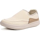 BEJINASH Women's Walking Shoes Wide Toe Box Knitted Slip-on Shoes for Women Comfortable and Soft Casual Work Loafer Shoes