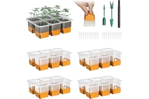 YJXFON 5 Pcs Seed Starter Trays with Flexible Pop-Out Cells, 30 XL Cells Reusable Seed Starter Kit for Fruit, Vegetable Seeds Growing(Orange)